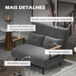 Sofá Cama Sofá Convertível em Cama de 2 Lugares Dobrável com Encosto Ajustável em 5 Níveis e 2 Almofadas 102x73x81 cm Cinza