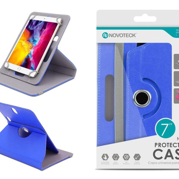 Capa Protetora Universal Azul para Tablet de 7'' - N-001 - Confortável, Resistente a Quedas e com Suporte Ajustável