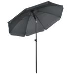Chapéu de Sol de Praia Grande Ø180 cm Chapéu de Sol de Exterior com Ângulo Ajustável Proteção UV50+ Mastro de Ø32 mm Cinza