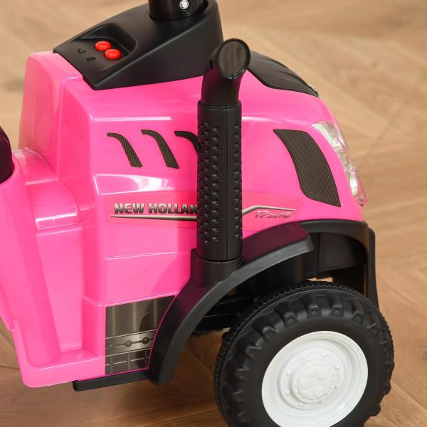 Trator para Crianças de 12 - 36 Meses com Reboque Removível Carro Andador com Buzina Farol Pá e Ancinho Carga 25kg 91x29x44cm Rosa