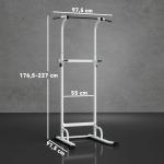 Barra de Elevações com Altura Ajustável 176,5 - 227 cm Resistente Máquina de Elevações Multifuncional Branco