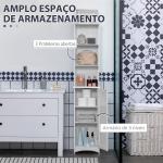 Coluna Casa de Banho com 3 Compartimentos de Armazenamento Porta e Prateleiras Ajustáveis 34x23x165 cm Branco