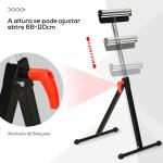 Cavalete Telescópico com Rolo Dobrável e Altura Ajustável entre 68 - 110cm com Manivela de Bloqueio Carga Máx. 60/90kg Preto e Prata