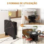 Mesa de Sala de Jantar Dobrável com Rodas Mesa Multifuncional para Sala de Jantar 120x80x73 cm Preto