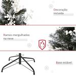 Árvore de Natal Automática 120 cm com 222 Ramos 28 Decorações Suporte em Aço Base Dobrável e Removível Verde
