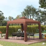 Toldo de Substituição para Pérgola 300x300 cm com Duplo Teto e 8 Orifícios de Drenagem Marrom