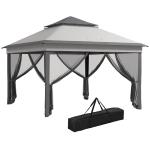 Tenda Dobrável 3,26x3,26x2,72 m com Altura Ajustável 4 Painéis de Malha Proteção UV30+ e Bolsa de Transporte Cinza