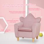 Poltrona Infantil Mini Sofá para Crianças Acima de 3 Anos com Assento Acolchoado Apoio para os Braços 45kg 50x42x58cm Rosa