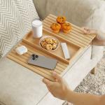 Bandeja de Braço para Sofá em Bambu Dobrável e Flexível com Base Antiderrapante 45x33,5x3 cm Madeira