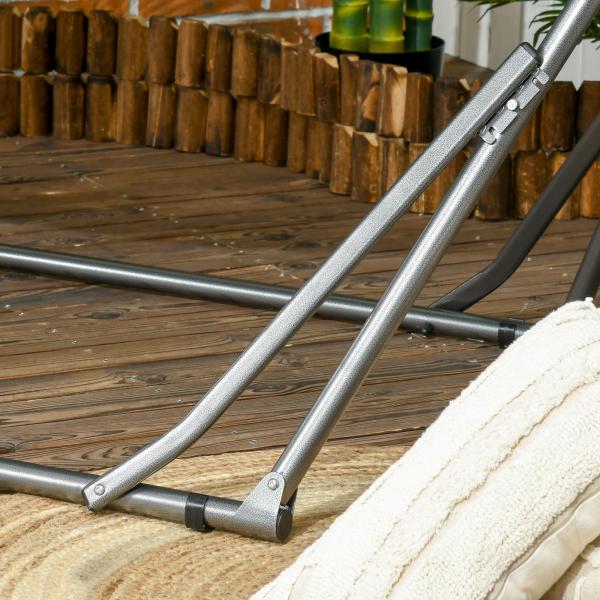 Cama Rede com Suporte Dobrável 2 em 1 Estendal com Barra Estrutura de Aço para Jardim 270x100x94 cm Azul e Verde