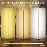 Candeeiro de Pé Moderno com Brilho e Temperaturas de Cor Ajustáveis 3000K - 6000K Controlo Remoto Temporizador Ø20x150 cm Prata