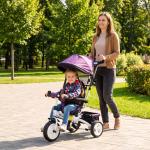 Triciclo Evolutivo para Bebés de +12 Meses 2 em 1 com Toldo Dobrável Guiador Cinto de Segurança e Cesto 95x50x106 cm Roxo