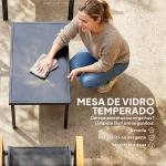 Conjunto de Jardim Exterior de 4 Peças com Sofá de 2 Lugares 2 Cadeiras e Mesa de Vidro Temperado Tecido Textilene Preto