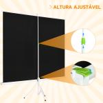 Tela de Projeção Manual com Suporte 120 Polegadas Formato 4:3 com Altura Ajustável 244x183 cm Branco