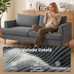 Sofá de 3 Lugares Revestido em Veludo Almofadas Espessas com Molas Assento Largo 2 Almofadas 188x80x86 cm Cinzento Escuro