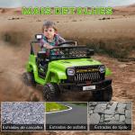 Carro Elétrico para Crianças Carro Elétrico Infantil UTV 12V com Velocidade Ajustável USB e Faróis 95x62,5x65 cm Verde