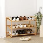 Sapateira de 3 Níveis Estante para Sapatos em Bambu para 12 Pares de Sapatos 76x33x50,8 cm Madeira