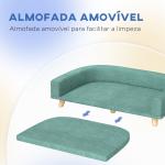 Sofá para Cães Cama Elevada para Cães Estofada com Almofada Lavável e Pés de Madeira de Pinho 98x67x25 cm Verde