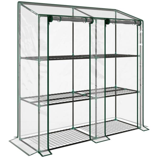 Estufa de Jardim de 3 Níveis Estufa de Terraço para Cultivo de Plantas em Pátio 143x46x141/151 cm Transparente