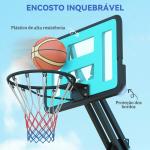 Tabela de Basquetebol Ajustável de 146 - 236 cm Portátil com Rodas e Base Preenchível com Água ou Areia 71x45x146 - 236 cm Preto