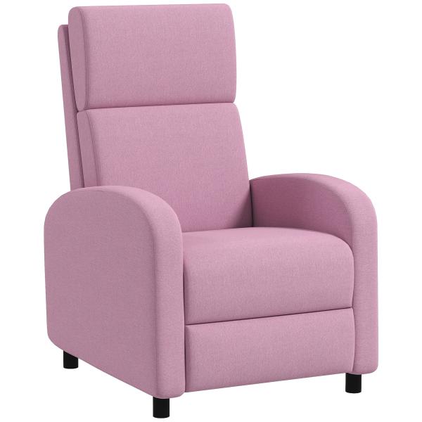 Poltrona Relax Reclinável até 160° Poltrona Reclinável Manual com Apoio para os Pés 64x86x102 cm Rosa