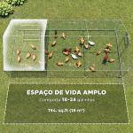 Galinheiro para Exterior 3x6 m Galinheiro de Aço Galvanizado com Comedouro Suspenso Tipo Espeto Poleiro Anti - UV Prata