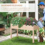 Horta Elevada de Madeira com Tecido não Tecido e 4 Orifícios de Drenagem para Cultivo 122,5x56,5x76cm Madeira
