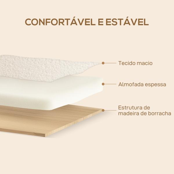 Poltrona Nórdica Poltrona Sala de Estar Estofada em Borrego com Apoio para os Braços de Madeira 74,5x76x78 cm Creme