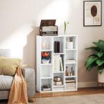 Estante de 3 Níveis Estante para Livros com 11 Compartimentos Desenho Vertical ou Horizontal 74,3x24x106 cm Branco