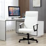 Cadeira de Escritório Giratória 360° com Encosto Alto Altura Ajustável e Função de Inclinação 65x65x102 - 112,5cm Branco creme