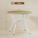 Mesa de Refeição Redonda Mesa de Jantar Estilo Industrial com Bancada de Madeira e Estrutura de Aço Ø90x76 cm Madeira e Branco