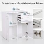 Armário Aparador Multiuso com Portas e Gavetas Amplo Espaço de Armazenamento para Sala de Estar 71x35x76cm Branco