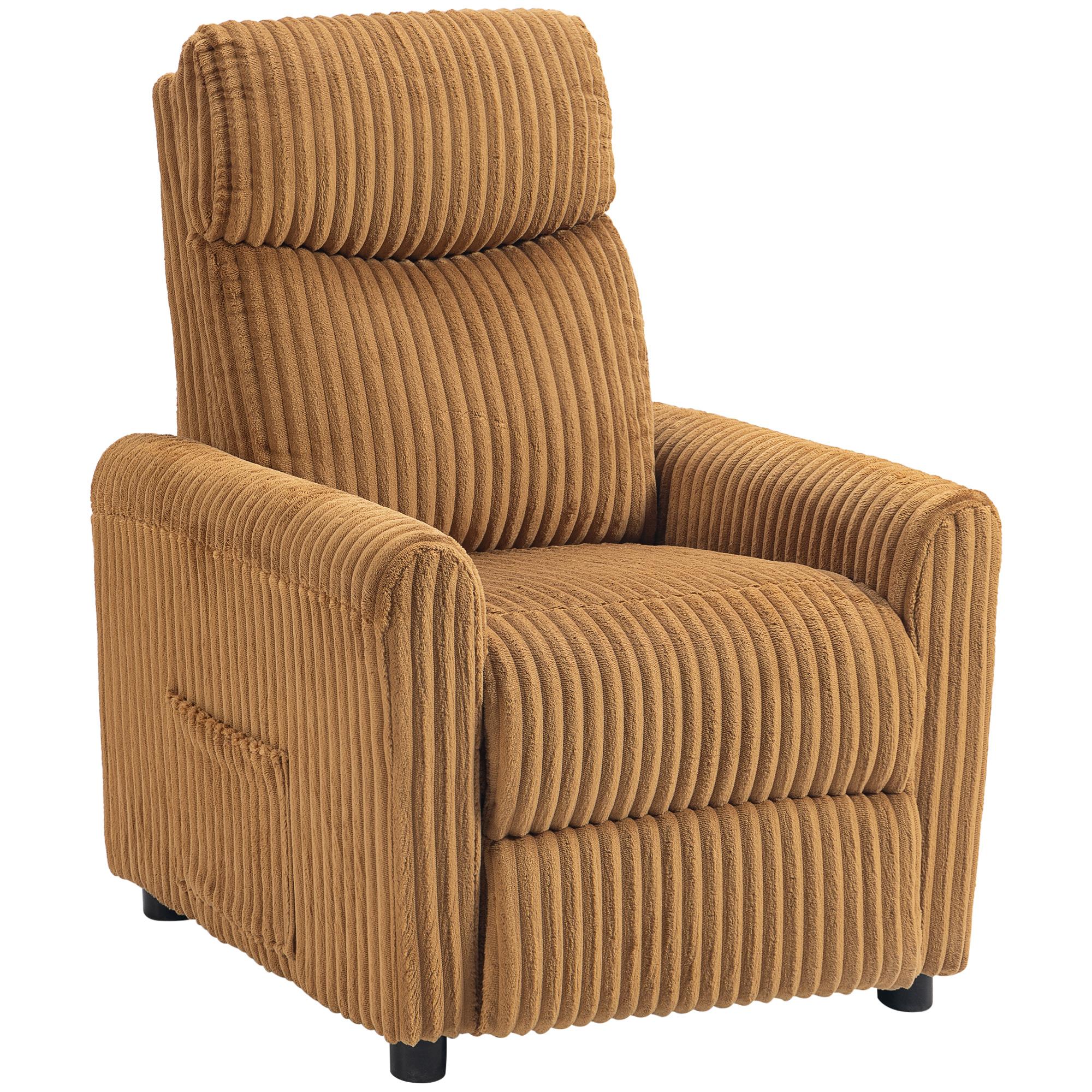 Poltrona Relax Reclinável Manual Estofada em Veludo com Apoio para Pés 73x86x100 cm Marrom