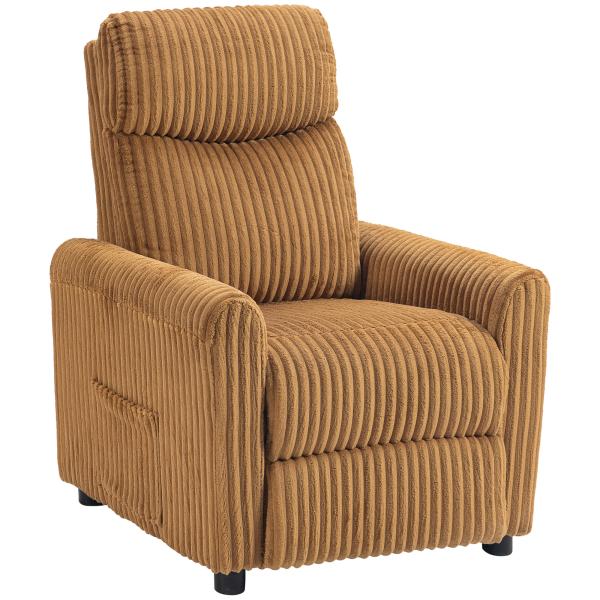 Poltrona Relax Reclinável Manual Estofada em Veludo com Apoio para Pés 73x86x100 cm Marrom