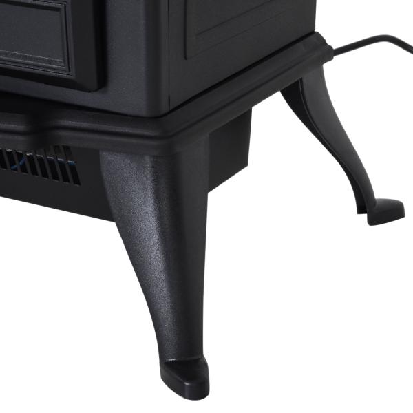 Lareira Elétrica Portátil Lareira Elétrica com Efeito de Chama Realista Potência 1000W/2000W 45x28,5x54cm Preto