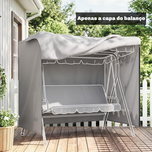 Capa para Móveis de Jardim Capa Protetora para Baloiços de Exterior com Fecho de Correr 177x114x152 cm Cinzento