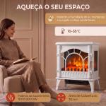 Lareira Elétrica 1000W/2000W com Temperatura Ajustável e Proteção contra Sobreaquecimento 55x31x58 cm Branca