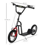 Trotinete para Crianças com Guiador Ajustável em Altura Travão Duplo e Estrutura de Aço 120x58x75 - 80 cm Preto