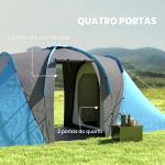 Tenda de Campismo Familiar para 4 - 6 Pessoas com 2 Dormitórios Impermeável 3000 mm com Bolsa 555x225x190 cm Cinza e Azul