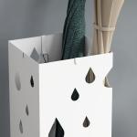 Suporte para Guarda - Chuvas com 4 Ganchos e Bandeja de Gotejamento Amovível Porta Guarda - Chuvas 15,5x15,5x41 cm Branco