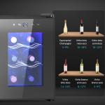 Cave de Vinho para 6 Garrafas com Luz LED Ecrã Tátil Controlo de Temperatura e 2 Prateleiras Ajustáveis 26,5x51,5x39,3 cm Preto