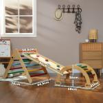 Triângulo de Escalada de Madeira 5 em 1 Escada para Crianças de 18 - 48 Meses com Rampa e Arco de Escalada 178x64,5x63 cm Multicor