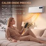 Aquecedor Elétrico Cerâmico de Parede 2000 W com Wi - Fi, 3 Modos, Ecrã LED, Temporizador e Comando à Distância, Branco