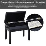 Banco de Piano com Espaço de Armazenamento Altura Ajustável com Assento Acolchoado Carga 200 kg 54,5x33x48 - 58 cm Preto