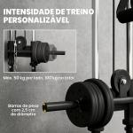 Máquina de Polias de Parede Ajustável em 15 Posições Multifunções para Ginásio e Casa 62x60x200 cm Preto