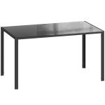 Mesa de Refeição de Vidro Mesa Retangular para 6 Pessoas com Pés de Metal 140x80x75 cm Preto