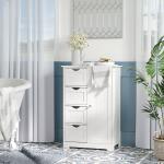 Armário Casa de Banho Móvel Auxiliar Organizador Moderno de Madeira com 1 Armário e Gavetas 56x30x83 cm Branco