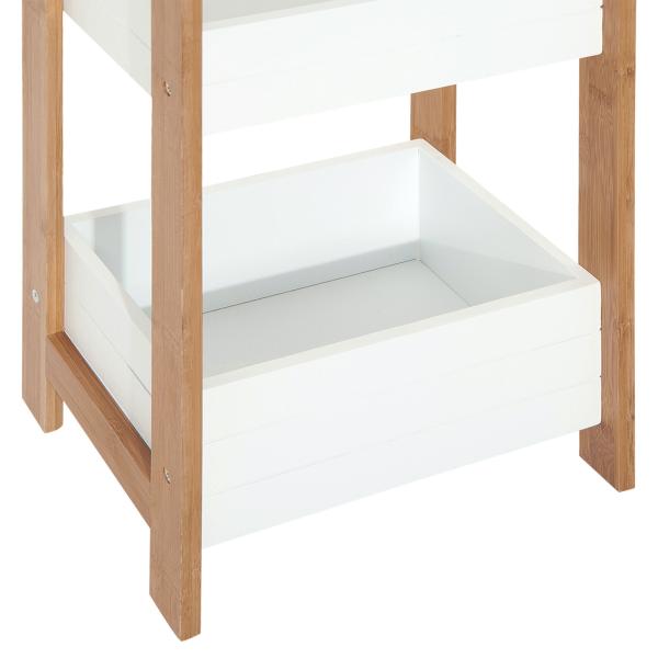 Móvel Auxiliar de banheiro com 3 Prateleiras Organizadoras de Bambu 27,5x20,8x74 cm Cor Branco e Natural