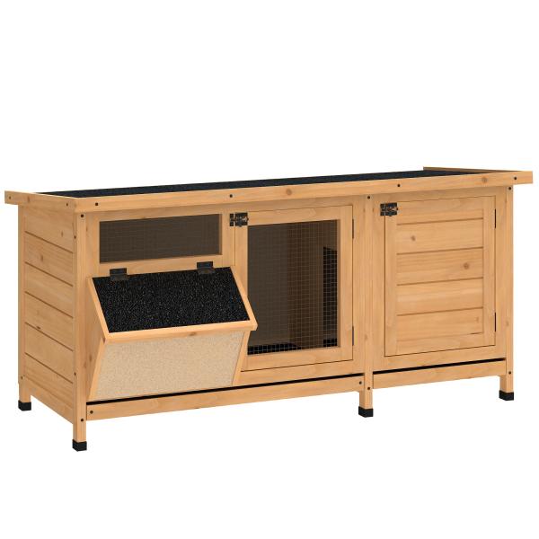 Coelheira de Madeira Gaiola para Coelhos com Telhado Asfáltico Rebatível Portas com Fecho Bandejas Removíveis 112x50x54 cm Amarelo