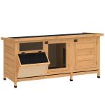 Coelheira de Madeira Gaiola para Coelhos com Telhado Asfáltico Rebatível Portas com Fecho Bandejas Removíveis 112x50x54 cm Amarelo